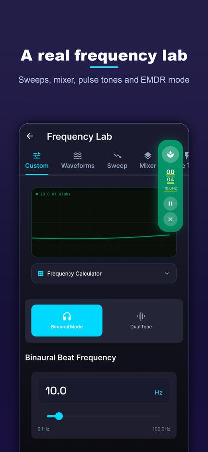 The frequency lab with waveform and sweep tools