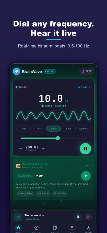 The session studio with brainwave band presets